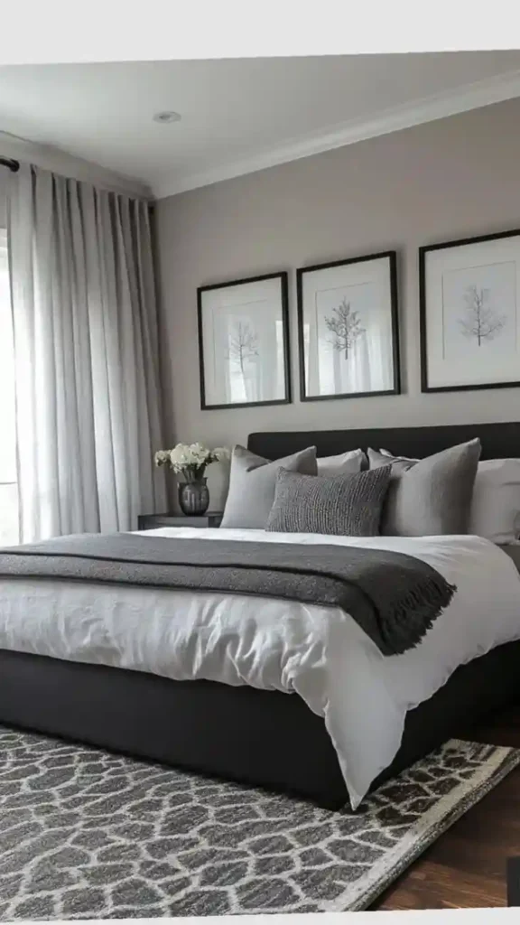 18 Grey Bedroom Ideas That Look Straight Out of a Luxury Pinterest Board 18 Grey Bedroom with Oversized Art