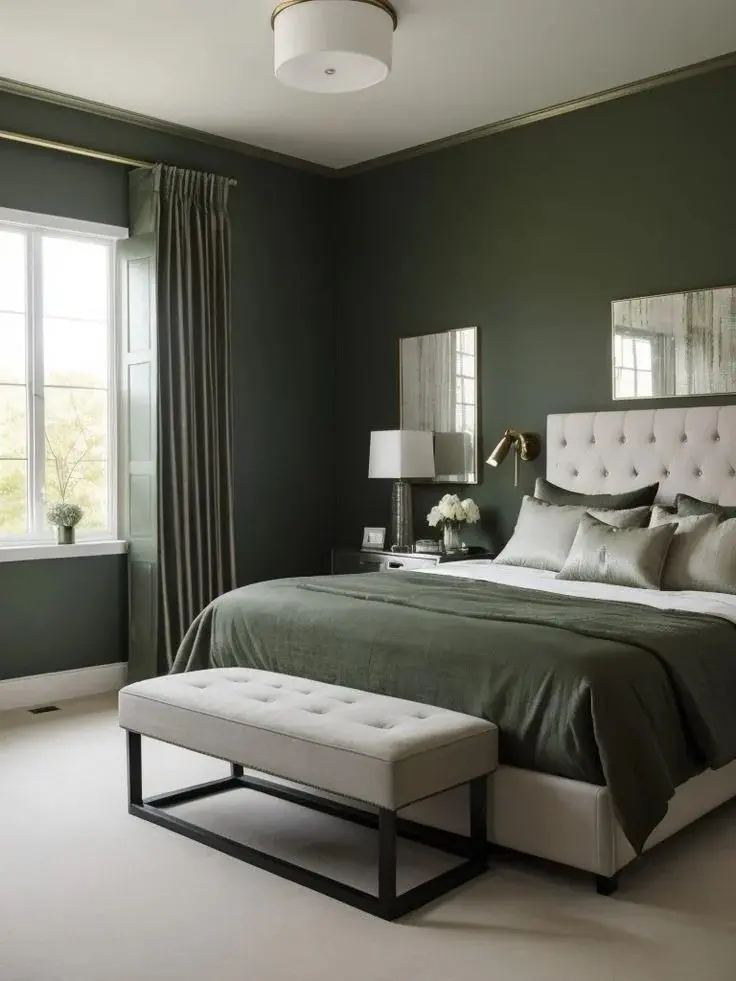 18 Grey Bedroom Ideas That Look Straight Out of a Luxury Pinterest Board 11 Grey Bedroom with Sage Green Touches