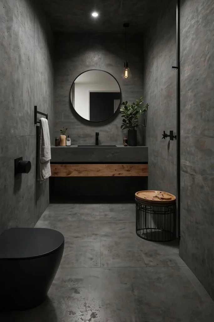 18 Grey Bathroom Ideas That Look Straight Out of a Luxury Spa (Without the Luxury Price Tag) 7 Grey Concrete Bathroom Walls