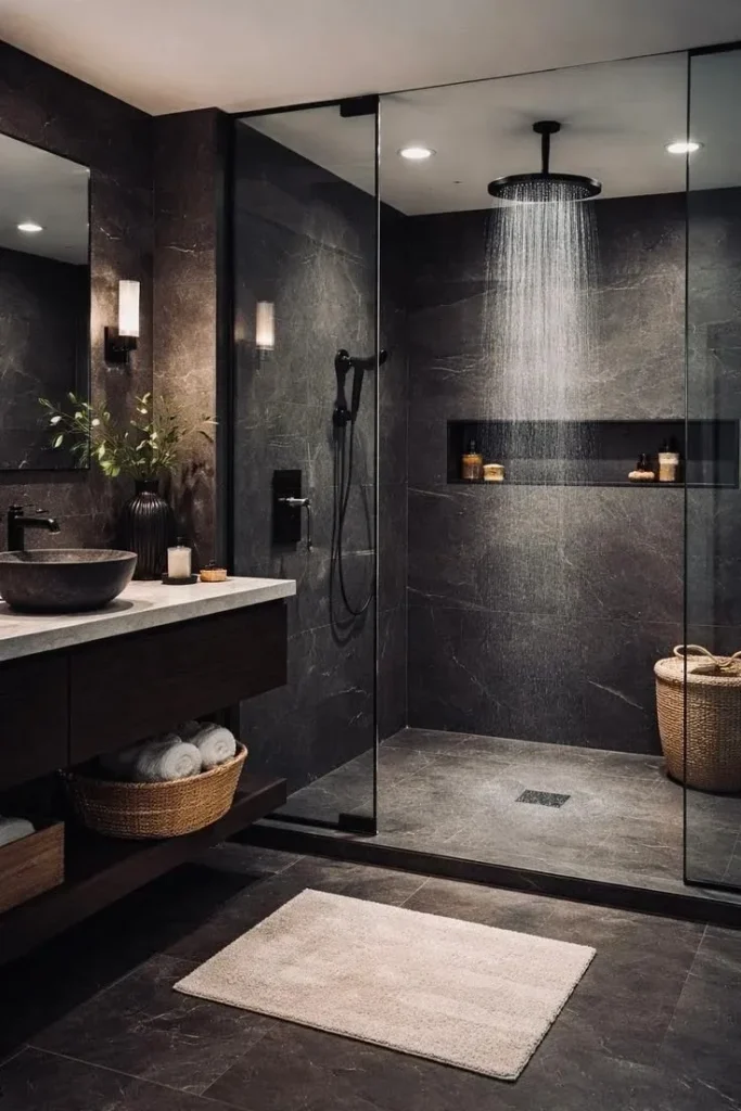 18 Grey Bathroom Ideas That Look Straight Out of a Luxury Spa (Without the Luxury Price Tag) 15 Grey Stone Shower Design