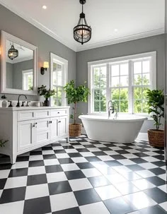 18 Grey Bathroom Ideas That Look Straight Out of a Luxury Spa (Without the Luxury Price Tag) 13 Grey and White Checkerboard Floors
