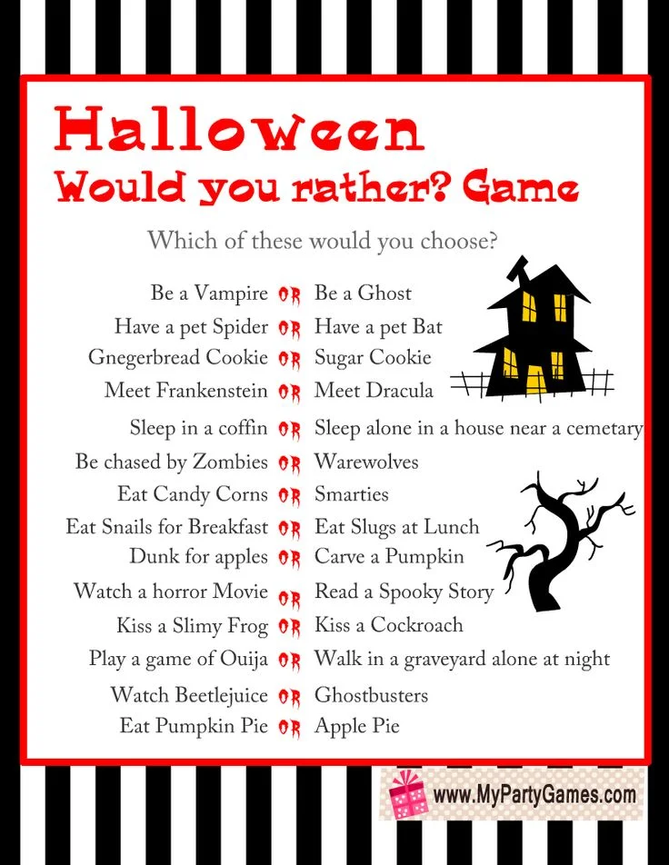 17 Halloween Activities That Make Spooky Season Way More Fun 8 Halloween Would You Rather Game