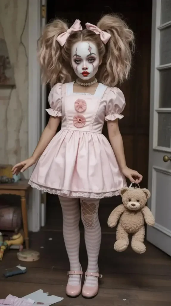 16 Halloween Makeup Looks That Turn a Simple Outfit Into a Whole Costume 9 Haunted Doll Makeup