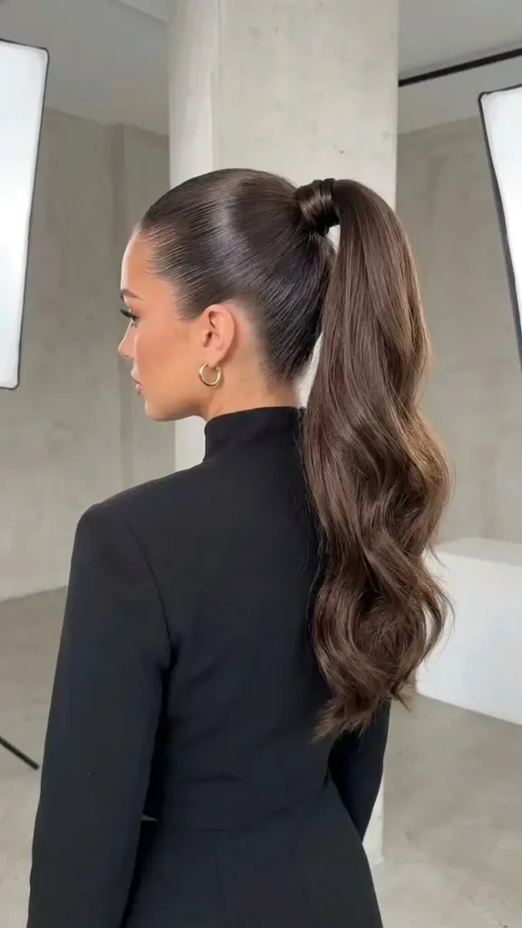 Make Busy Mornings Easier with 16 Work Hairstyles for Long Hair 4 High Ponytail with a Smooth Finish