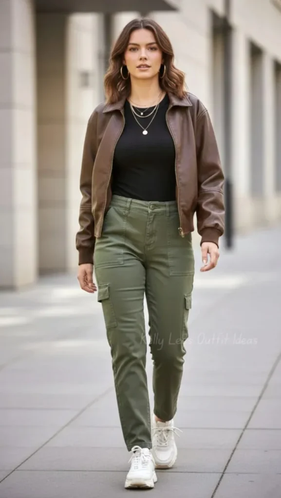 One Jacket, So Many Moods: 15 Leather Jacket Fall Outfits 9 Hooded Leather Jacket With Utility Joggers