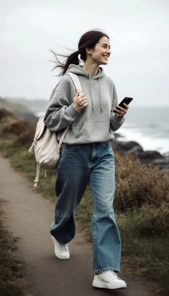 Back-to-Class Style Made Easy: 16 Fall Outfits for School You’ll Actually Want to Wear 3 Hoodie With Wide Leg Jeans
