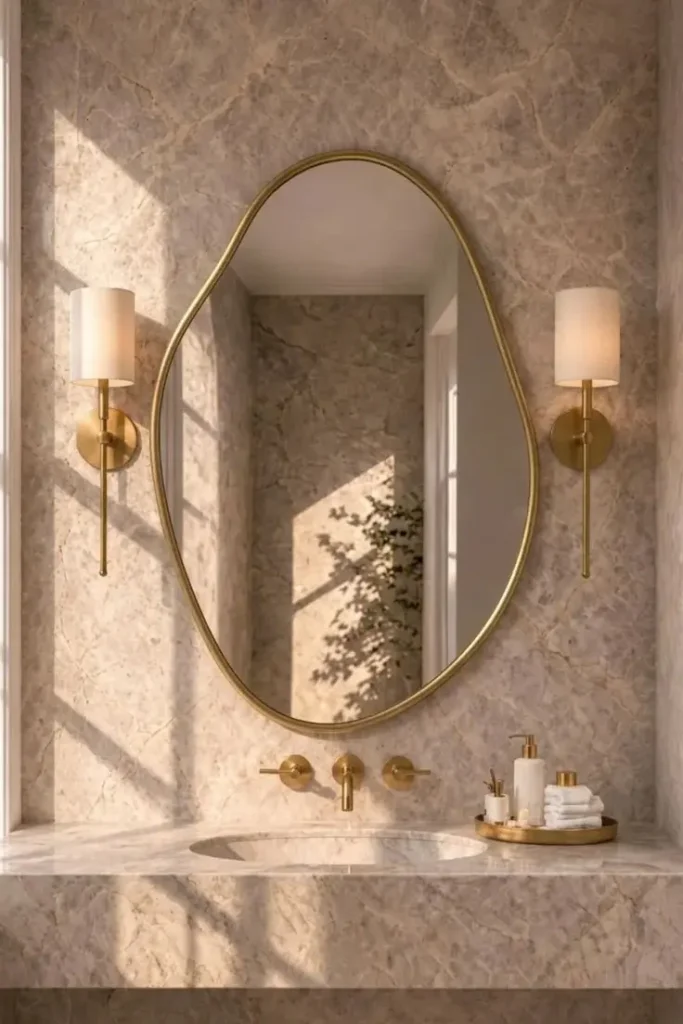 17 Bathroom Mirror Ideas That Instantly Make Your Space Look Expensive 16 Irregular Organic Mirror