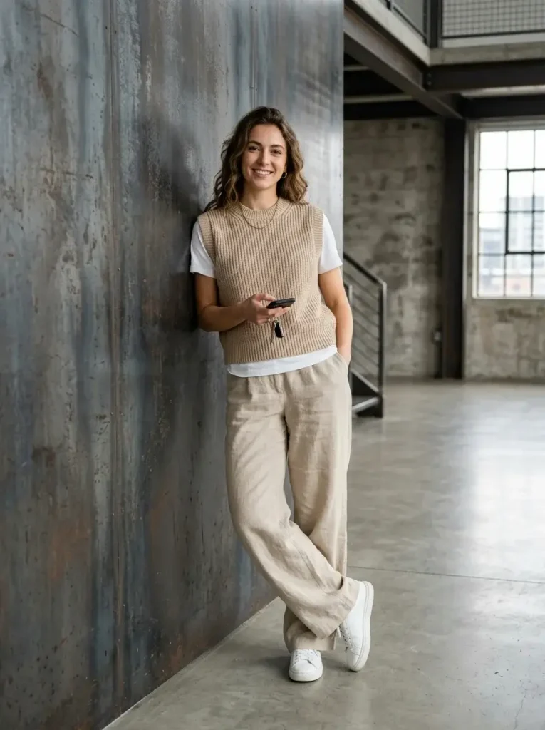 15 Fall Outfits for Women That Create Effortless Autumn Style Everyone Loves 15 Layered Shirt With a Sweater Vest
