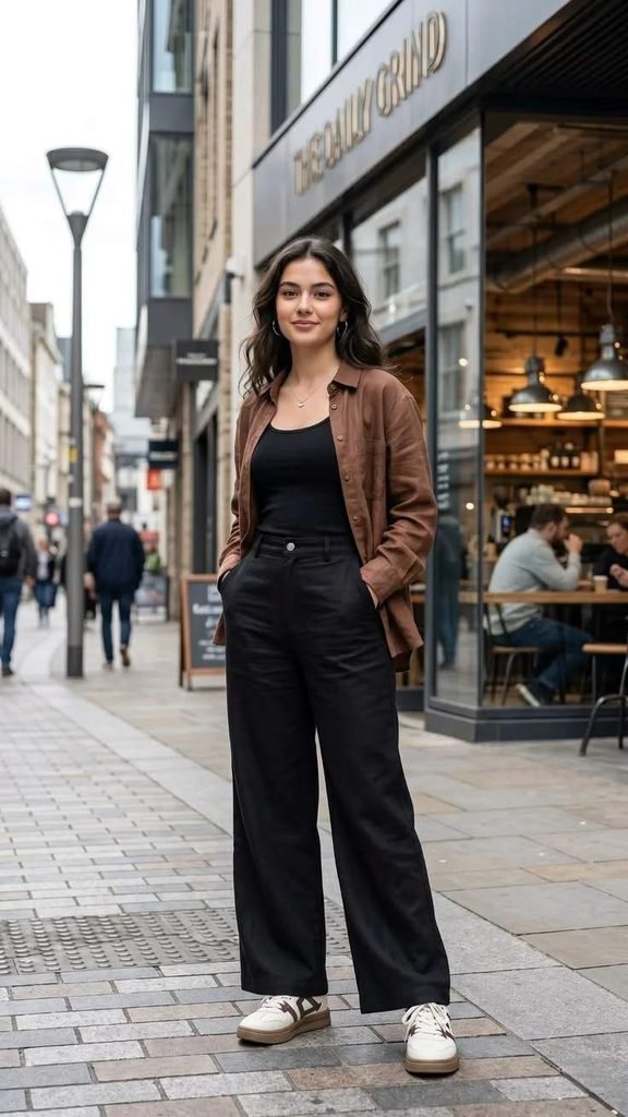 Your Fall Closet Just Got Better: 15 Classy Fall Outfits That Feel Effortlessly Chic 12 Leather Jacket With Wide Leg Trousers
