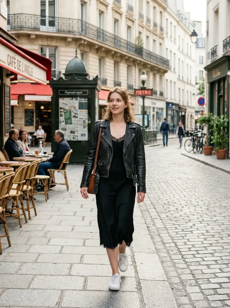 17 Fall Fashion Outfits That Will Instantly Upgrade Your Autumn Wardrobe 8 Leather Jacket with a Slip Dress