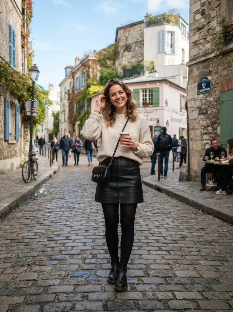14 Fall Outfits Aesthetic Ideas That Capture the Cozy Beauty of Autumn Style 14 Leather Skirt with a Soft Knit Top