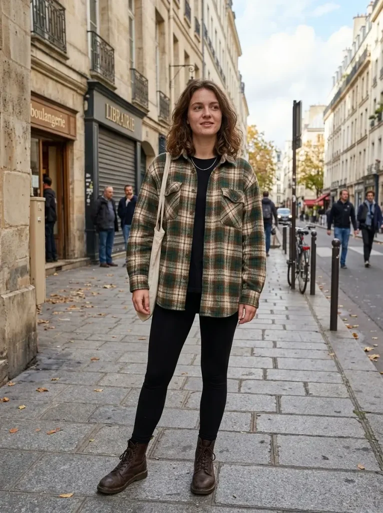 Leggings oversized flannel boots