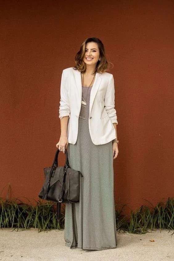 Covered, Comfortable, and So Stylish: 16 Modest Fall Outfits 13 Longline Blazer With a Column Maxi Dress