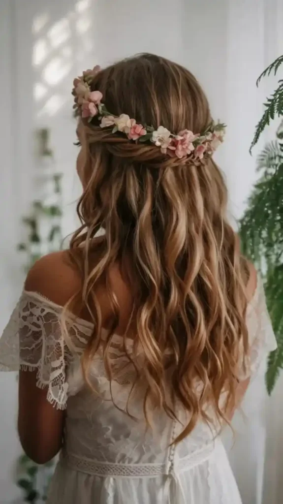 Your Wedding Look Just Got Easier: 16 Simple Wedding Hairstyles That Feel Effortlessly Beautiful 15 Loose Hair With a Floral Headband