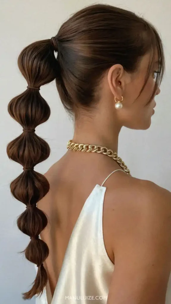 Make Busy Mornings Easier with 16 Work Hairstyles for Long Hair 7 Low Bubble Ponytail