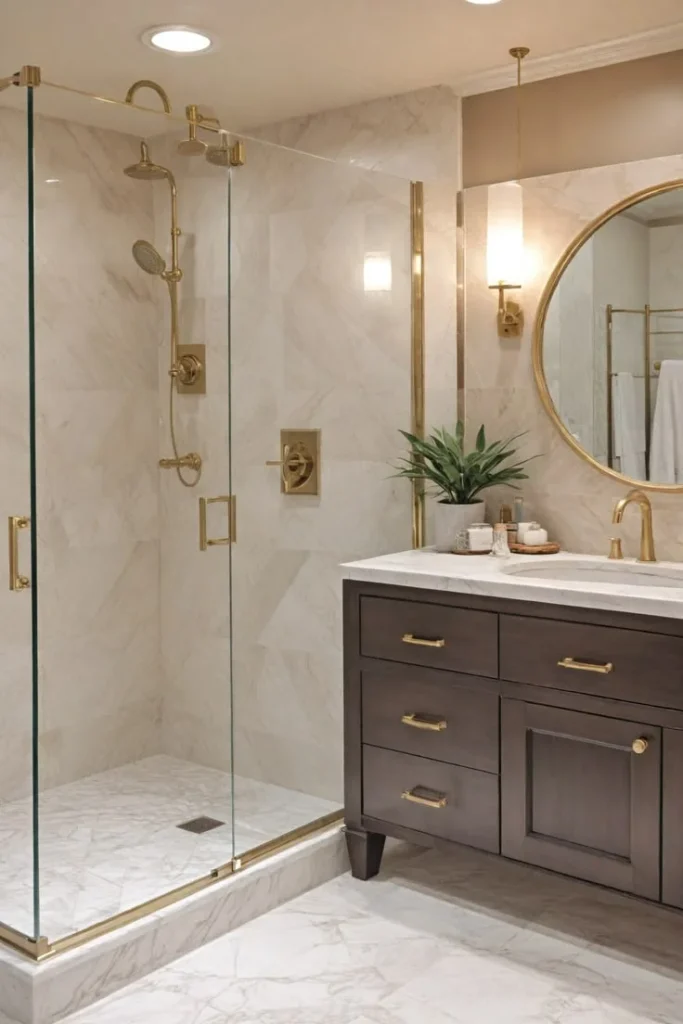 18 Bathroom Vanity Ideas That Are Giving “Pinterest Dream Home” Energy in 2026 5 Marble Vanity With Gold Hardware
