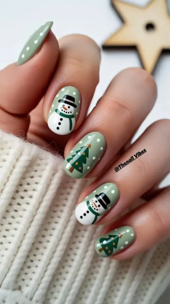 Festive Details That Make These 17 Christmas Tree Nails So Charming 12 Matte Christmas Tree Nails