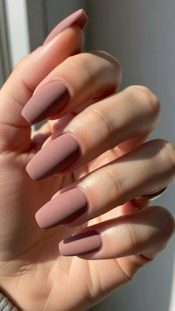 16 Fall Coffin Nails That Make Autumn Manicures Feel Extra Stylish 7 Matte Mocha Coffin Nails