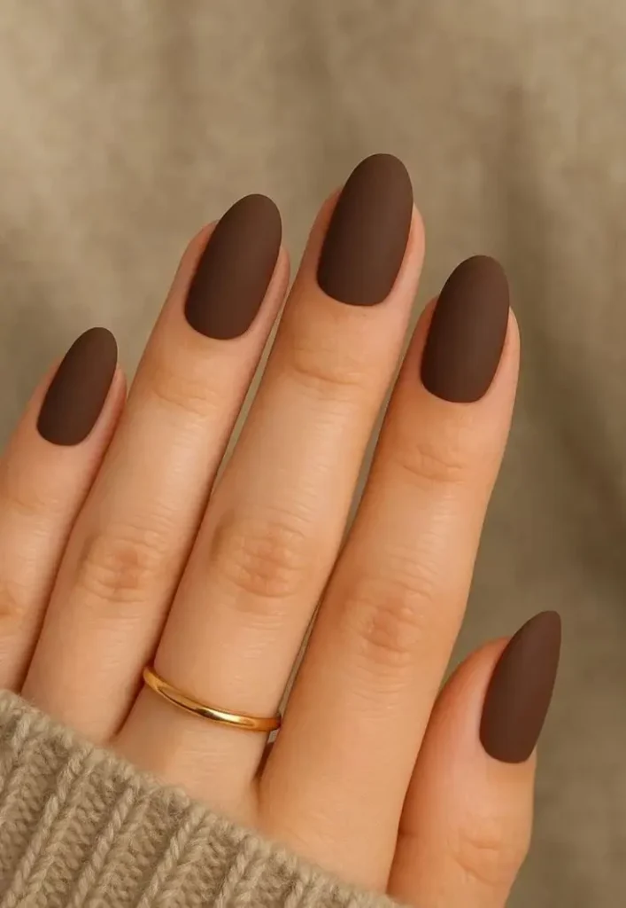 16 Cute Fall Nails That Make Your Cozy Season Look 10x Better 7 Matte Nude Fall Nails
