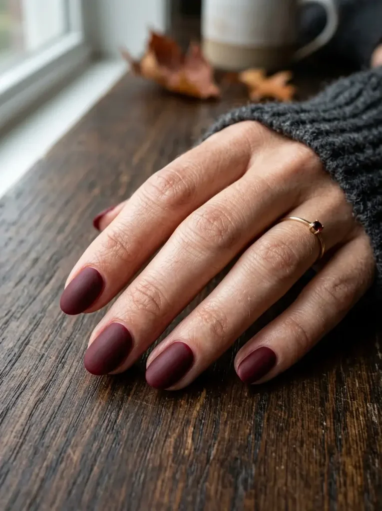 15 Red Fall Nails That Will Make Your Autumn Manicure Look Rich and Luxurious 3 Matte Oxblood