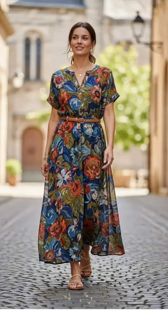 Your Closet Will Feel Brand-New with These 16 Dress Outfit Ideas 8 Maxi Dress with Flat Sandals