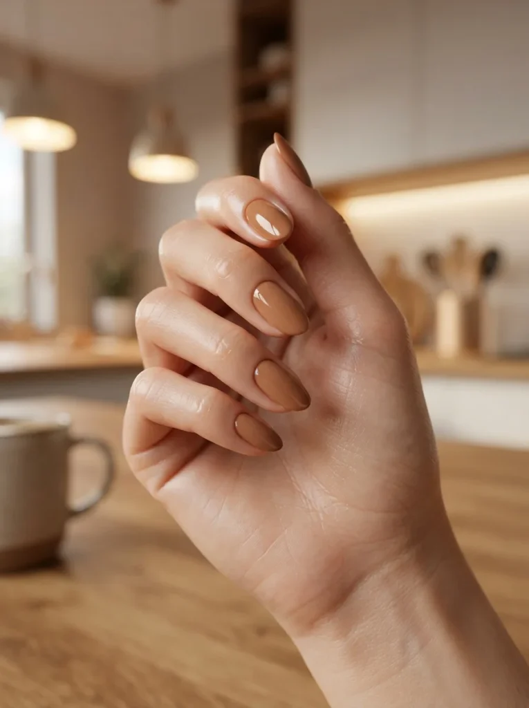 17 Brown Fall Nails That Look Expensive, Cozy, and Perfect for Autumn 6 Milky Caramel Brown Fall Nails