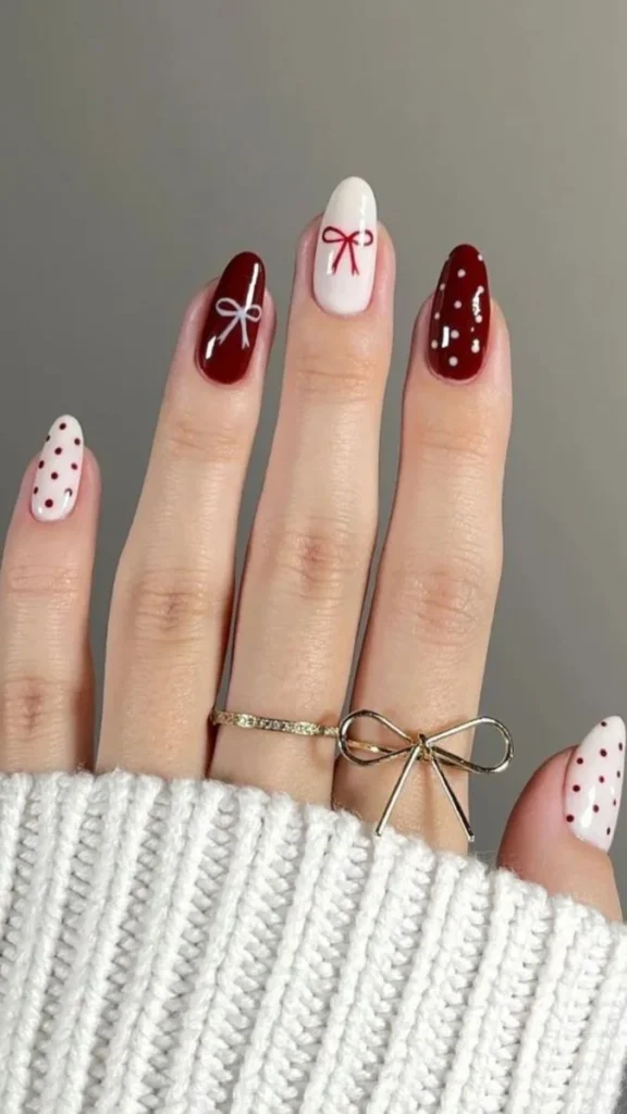 Holiday Glam Made Easy: 15 Christmas Nail Designs for Every Festive Mood 14 Minimal Red Bow Nails