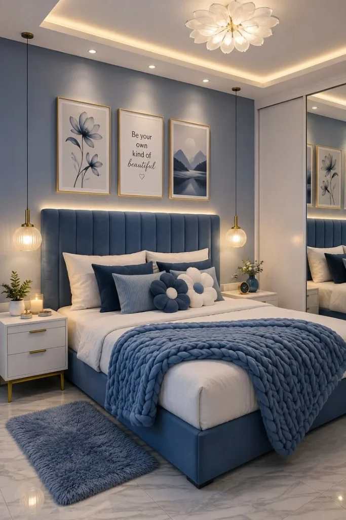 18 Blue Bedroom Ideas That Are Giving “Main Character Energy” Right Now 9 Minimalist Blue Scandinavian Style