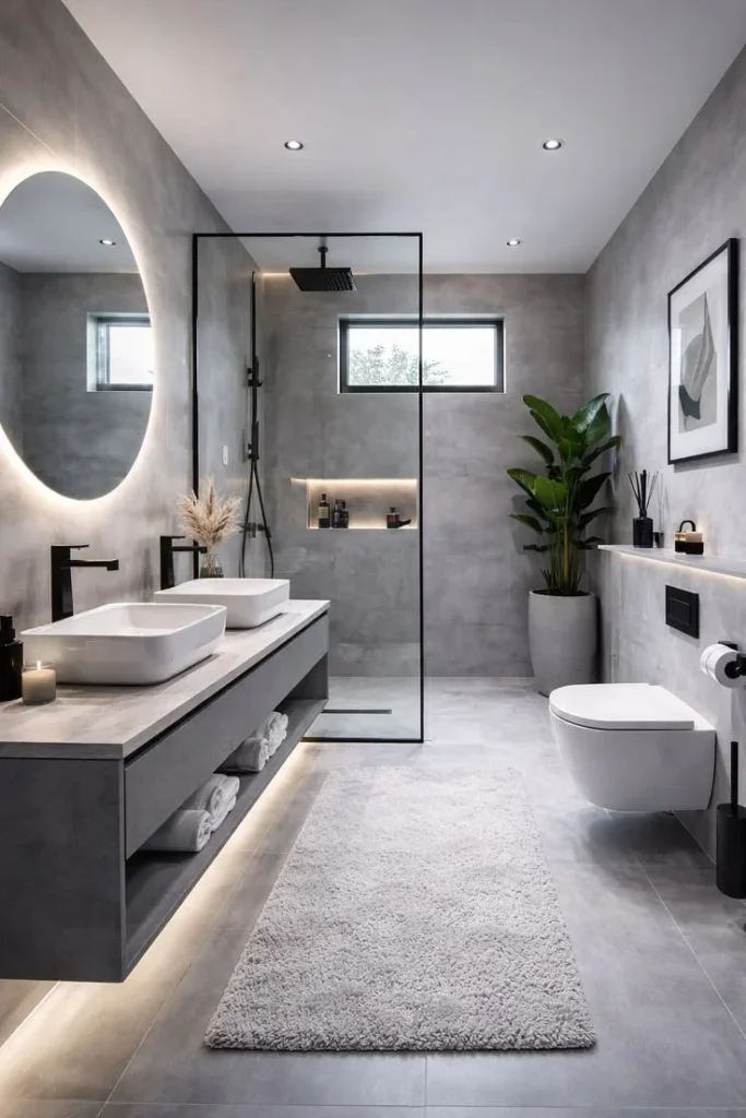 18 Grey Bathroom Ideas That Look Straight Out of a Luxury Spa (Without the Luxury Price Tag) 12 Minimalist Grey Bathroom Design