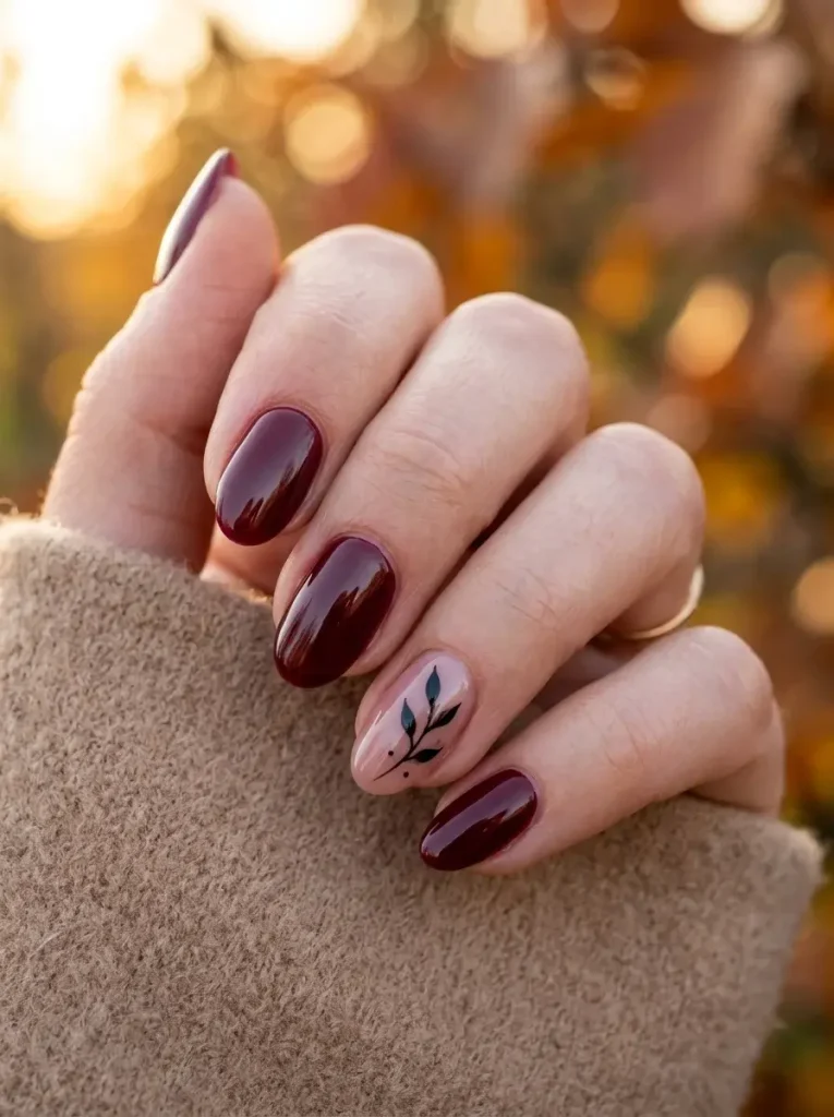 15 Red Fall Nails That Will Make Your Autumn Manicure Look Rich and Luxurious 15 Minimalist Leaf Accents