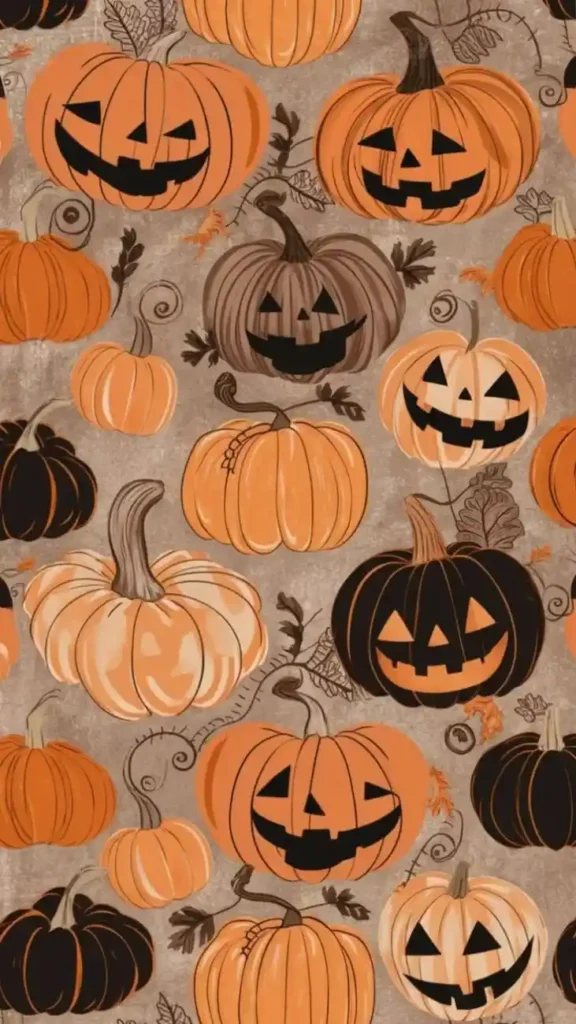 Give Your Screen a Spooky Glow With These 17 Halloween Wallpaper Ideas 6 Minimalist Pumpkin Pattern