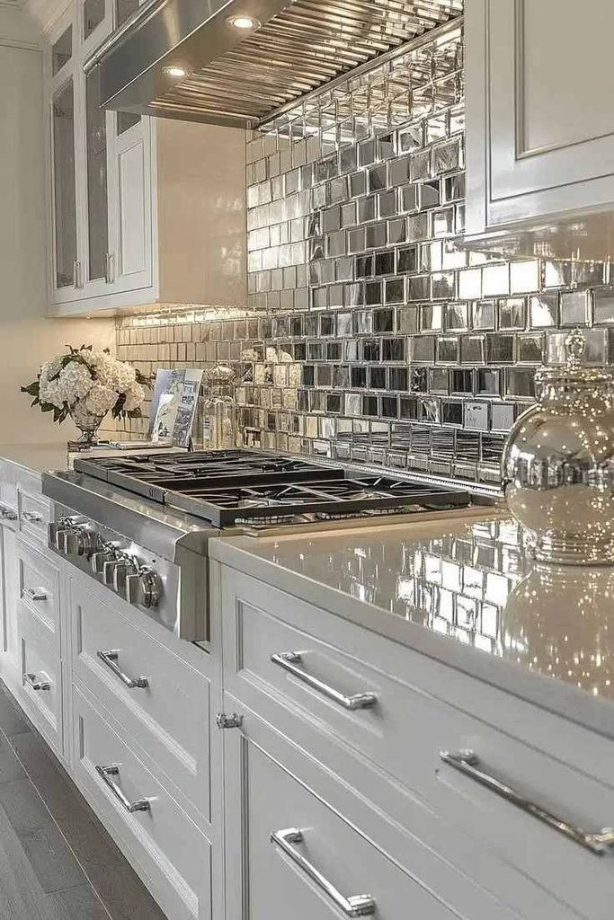 17 Kitchen Backsplash Ideas That Are So Chic, You’ll Suddenly Want to Cook Every Night 9 Mirror Backsplash Glam