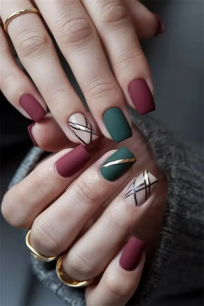 15 Fall Square Nails That Make Autumn Manicures Feel Extra Chic 15 Mix and Match Fall Square Nails
