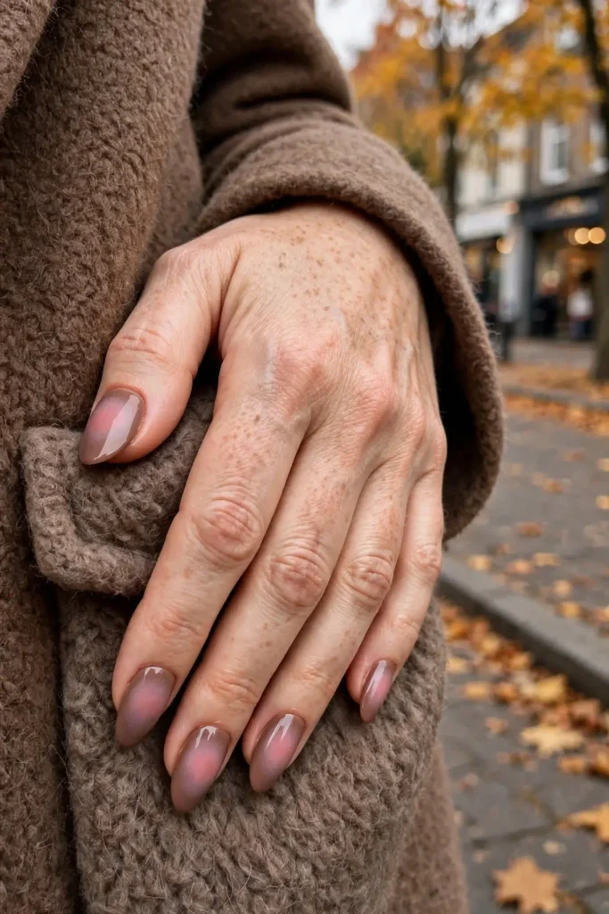 14 Fall Aura Nails That Create the Dreamiest Autumn Manicure Looks 7 Mocha and Rose Mist