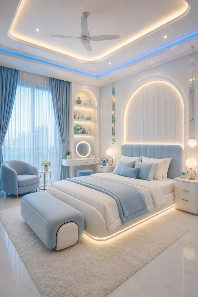 18 Blue Bedroom Ideas That Are Giving “Main Character Energy” Right Now 18 Monochromatic Blue Layers