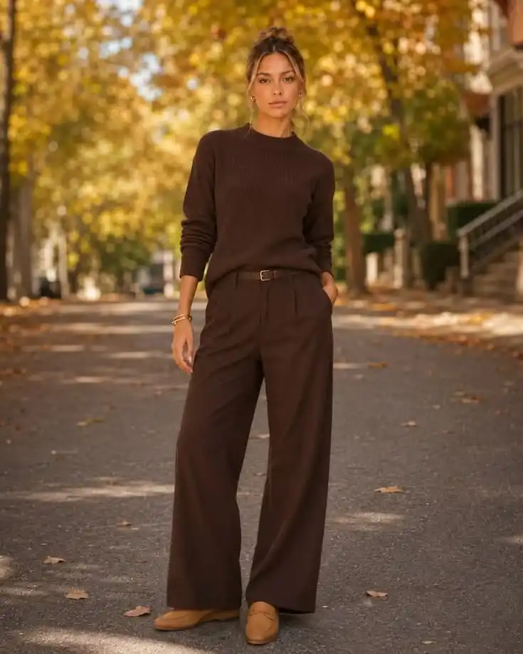 Cozy, Chic, and Easy: 17 Fall Fashion Outfits Ideas You’ll Want to Recreate 9 Monochrome Brown Fall Outfit