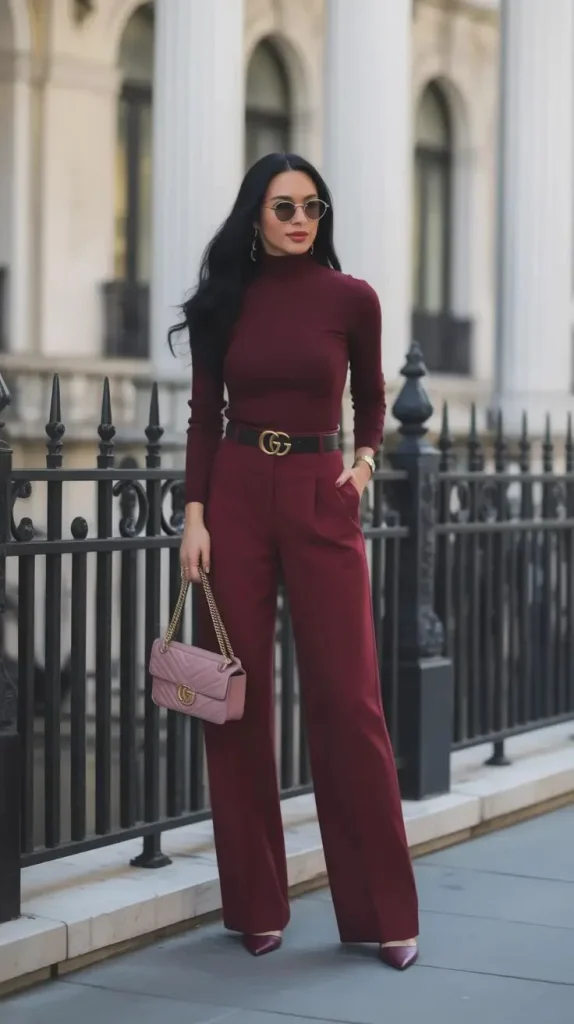 Your Fall Closet Just Got Better: 15 Classy Fall Outfits That Feel Effortlessly Chic 4 Monochrome Burgundy Outfit