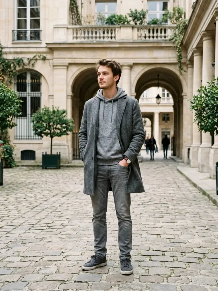 14 Fall Outfits Men Will Want to Wear This Season for Effortless Style 11 Monochrome Gray Outfit
