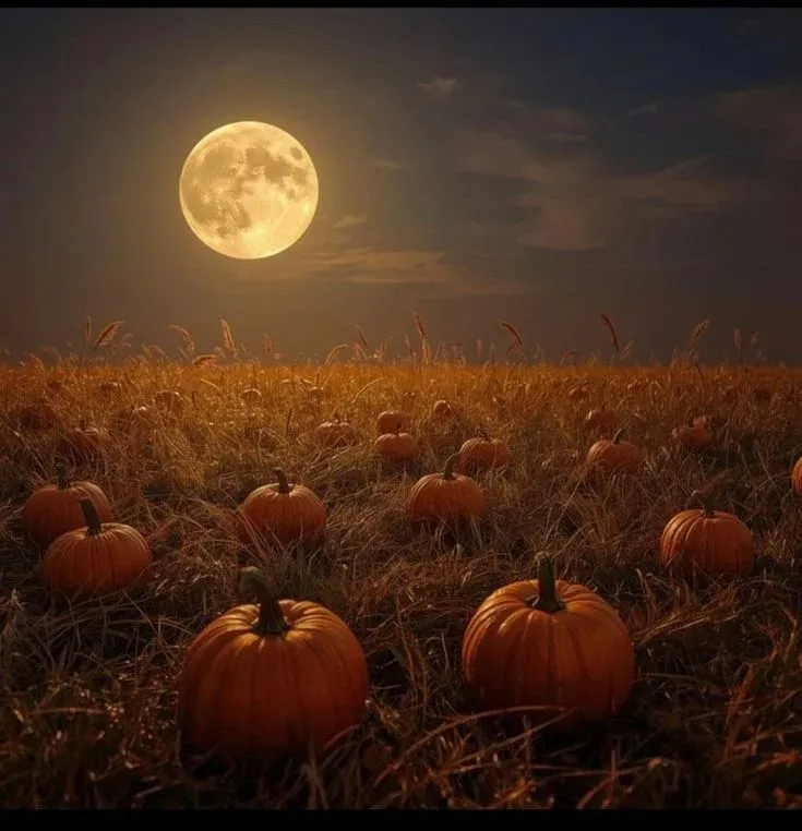 Give Your Screen a Spooky Glow With These 17 Halloween Wallpaper Ideas 11 Moonlit Pumpkin Field