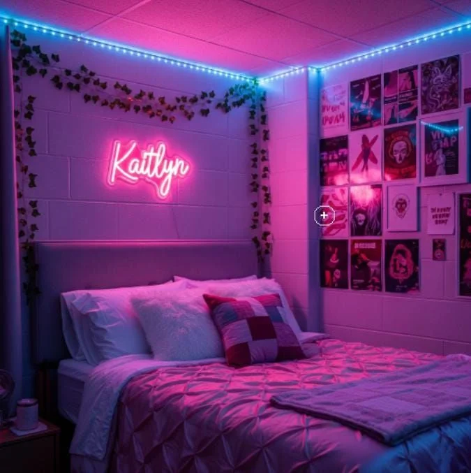 20 Teen Girl Bedroom Ideas So Cute You’ll Want to Redecorate This Weekend 7 Neon Sign Glam Setup