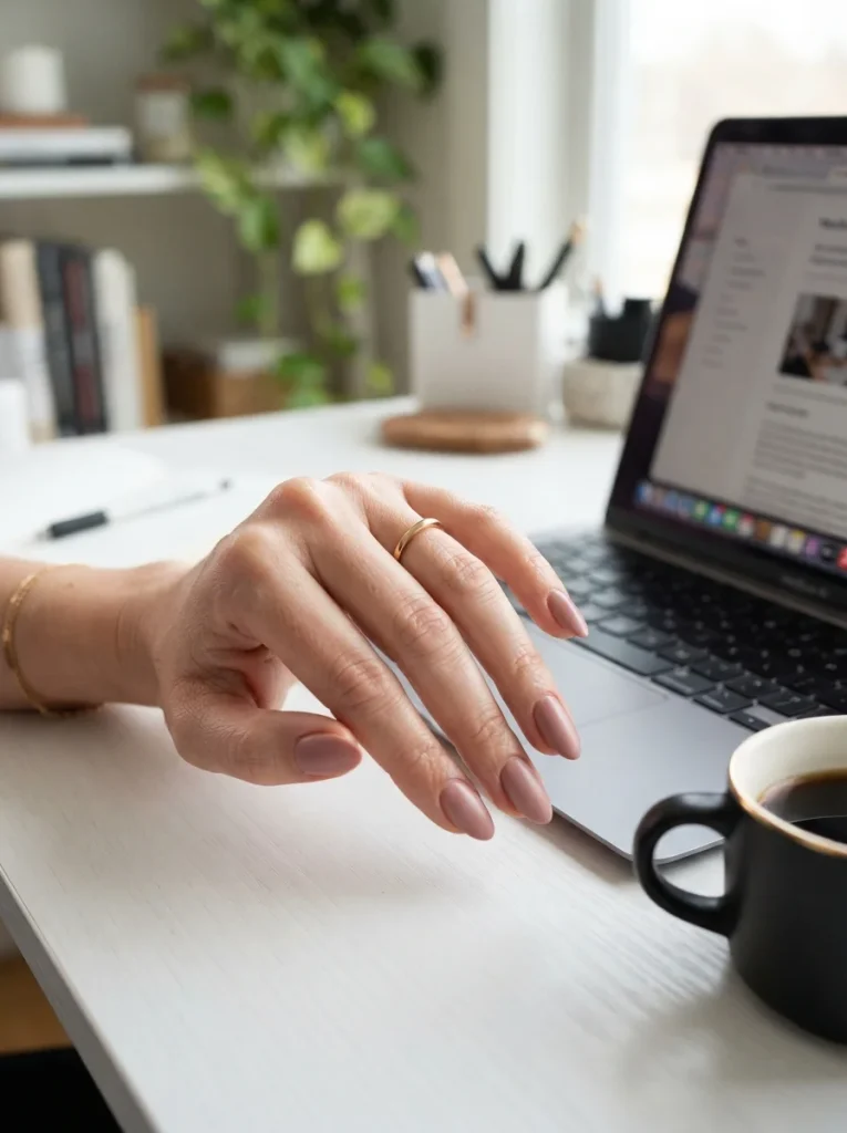 Nude Rose for Office Days Fall Almond Nails