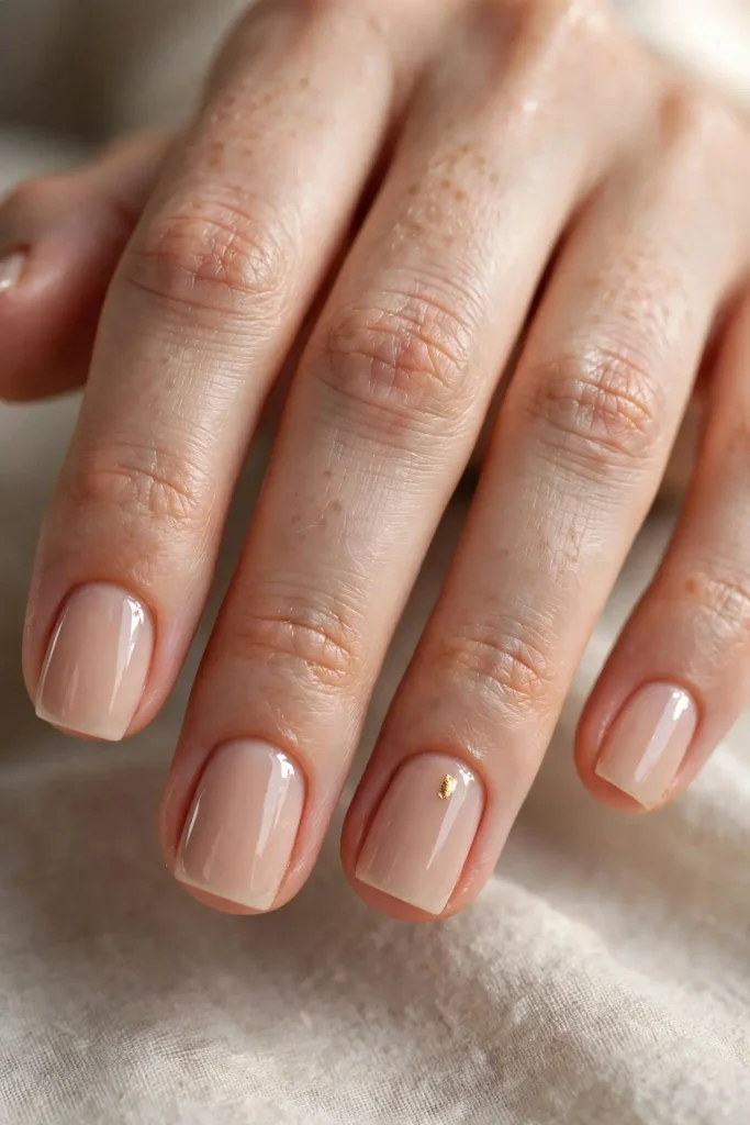 16 Simple Fall Nails That Look Expensive But Are So Easy to Recreate 9 Nude with a Single Gold Fleck