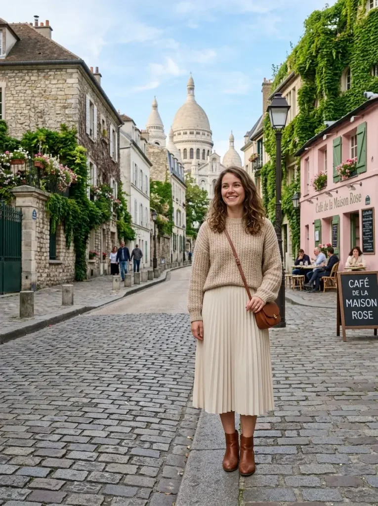 Oat Sweater and Cream Skirt