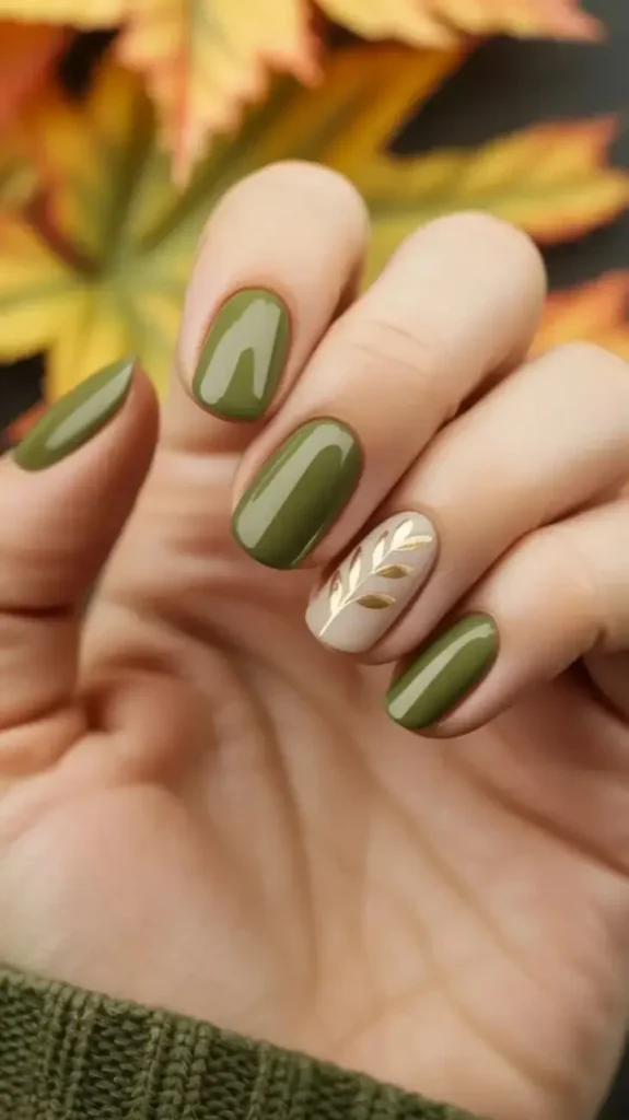 15 Fall Square Nails That Make Autumn Manicures Feel Extra Chic 3 Olive Green Fall Square Nails