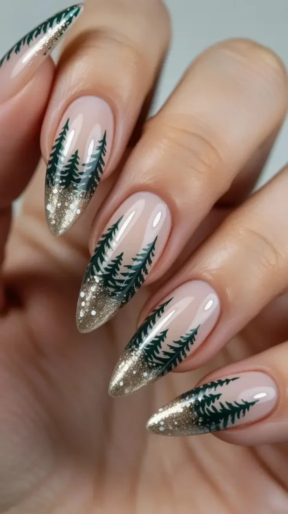 Festive Details That Make These 17 Christmas Tree Nails So Charming 18 Ombre Christmas Tree Nails