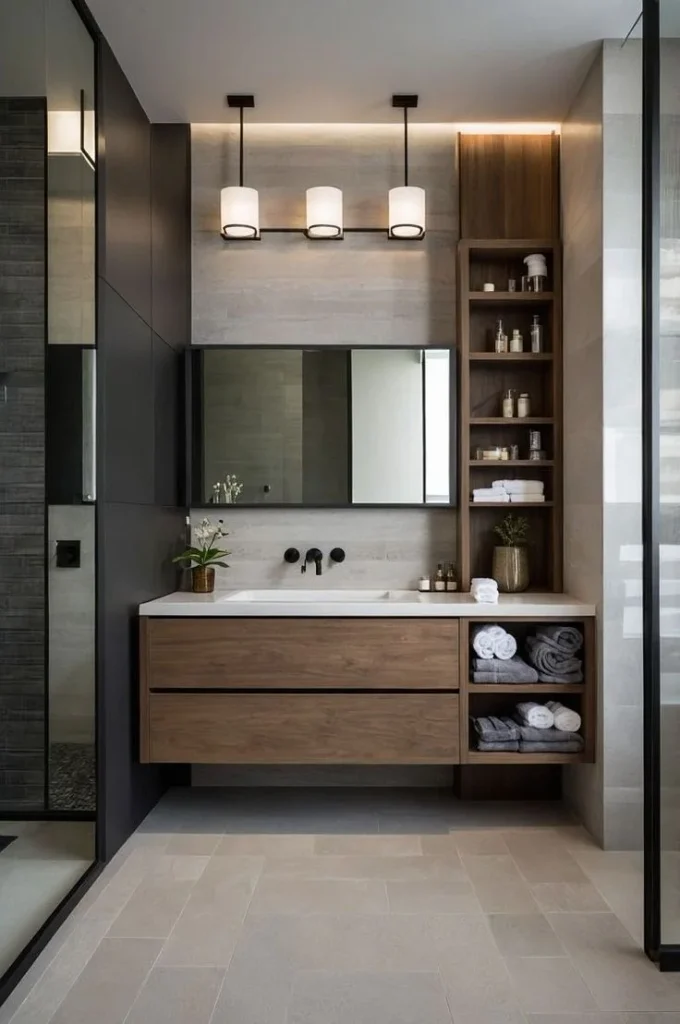 18 Bathroom Vanity Ideas That Are Giving “Pinterest Dream Home” Energy in 2026 6 Open Shelf Vanity