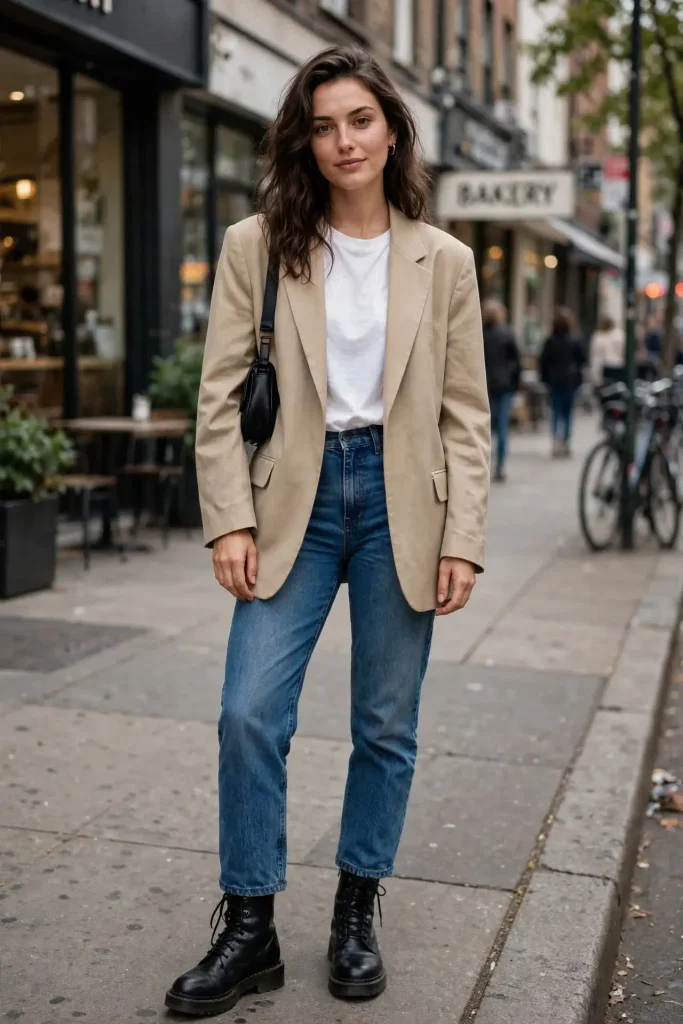 14 Edgy Fall Outfits That'll Make Your Closet Actually Interesting 4 Oversized Blazer With Combat Boots