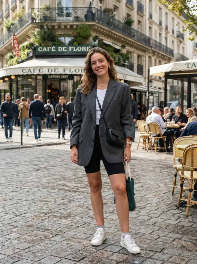 15 Uggs Fall Outfits (Organized by Boot, Not Just Vibe) 13 Oversized Blazer and Bike Shorts