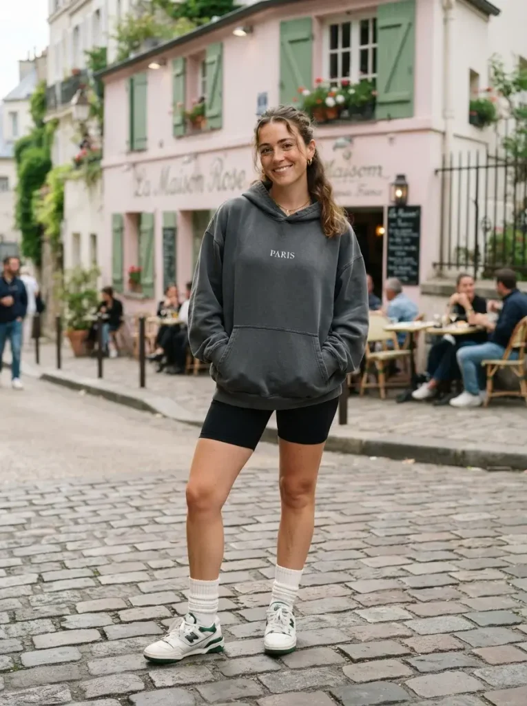 15 College Fall Outfits, Built From 5 Formulas You'll Actually Reuse 2 Oversized Hoodie Bike Shorts Tall Socks