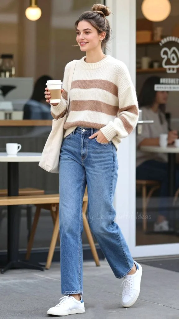 Getting Dressed Just Got Easier: 14 Simple Fall Outfits That Always Look Good 1 Oversized Sweater With Straight Leg Jeans 4